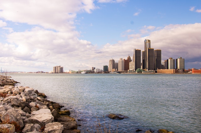 a view at Detroit over the Detroit river