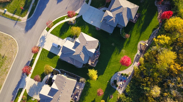 a bird's eye view of a suburban neighborhood in New Jersey