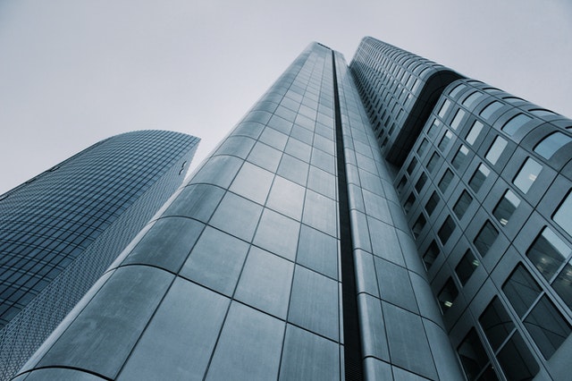 A tall office building.