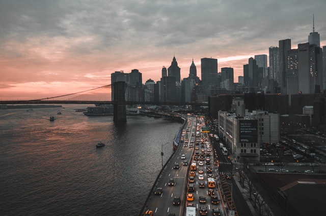 new york city streets bridge and buildings