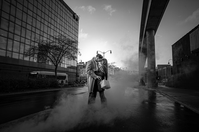 a woman and a man kissing in Detroit