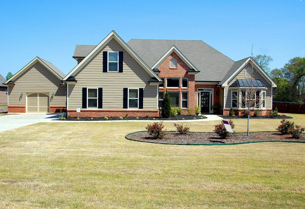 A brown house in sunlight